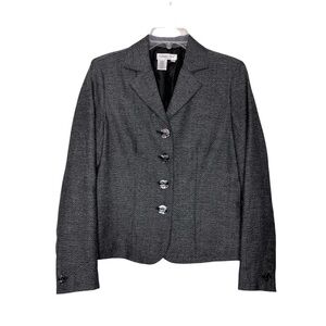 COLDWATER Creek - Black & White/Gray Textured 4-Button Blazer - Size XS X-Small